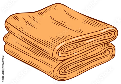 Stacked folded fabric textile pieces for crafting or sewing draped and creased