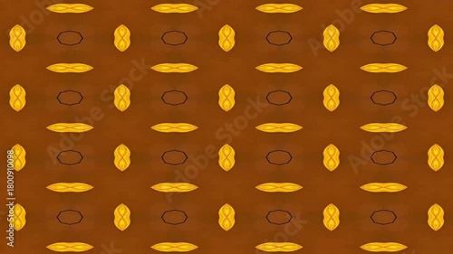 Unique yellow and brown kaleidoscope pattern seamless loop for abstract backgrounds and designs