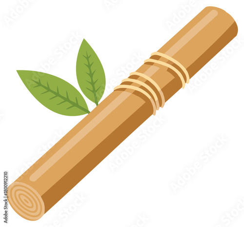 Natural Miswak with Green Leaves for Dental Hygiene and Oral Care in Flat Illustration