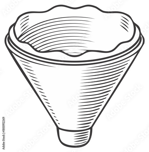 Retro Style Coffee Filter Cone Engraving Isolated Illustration Kitchen Appliance