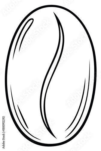 Elegant single coffee bean black and white line art illustration as a simple graphic icon for a cafe or logo design