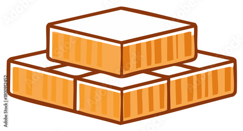 Stacked honeycomb sections with white tops and orange textured sides