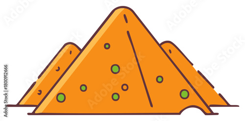 Crispy triangle food snacks with green filling and golden crust arranged in a row