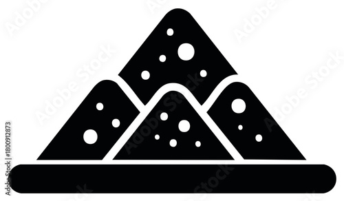 Simple black glyph icon of a pile of sand dirt or spices on a flat surface vector illustration