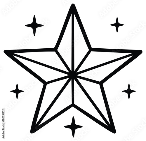 Elegant faceted star illustration with celestial sparkles festive holiday symbol