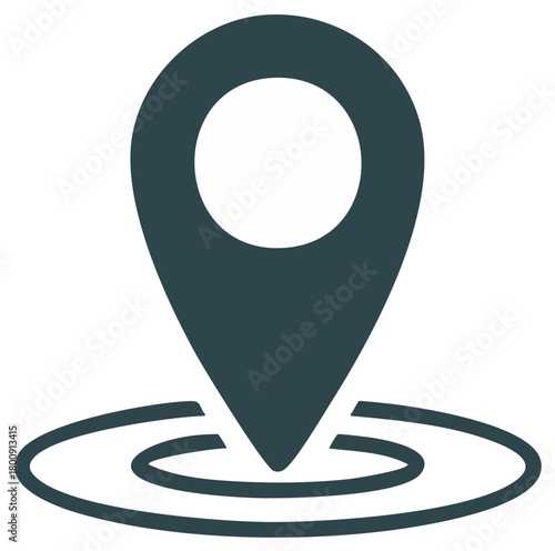 Map location pin icon. Pointer symbol for navigation, destination, and address on a map.