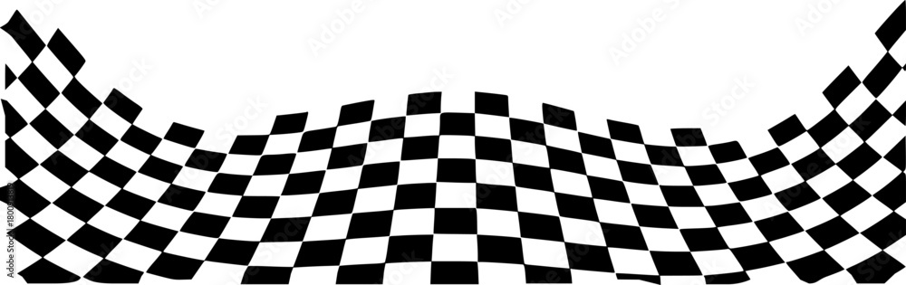 Obraz premium Wavy Black and White Checkered Flag Pattern Background