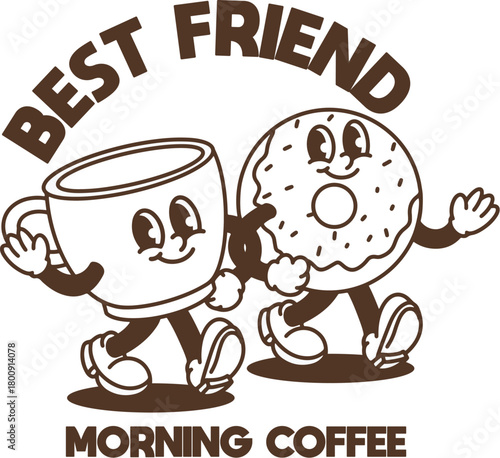 illustration mascot morning coffee vector