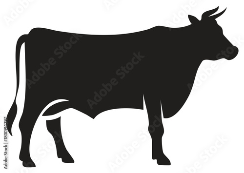 Cow silhouette illustration of farm animal with horns vector art