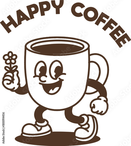 illustration mascot morning coffee vector