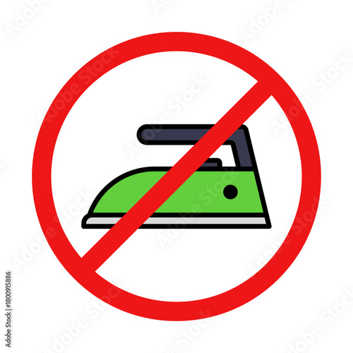 No Iron Sign on White Background