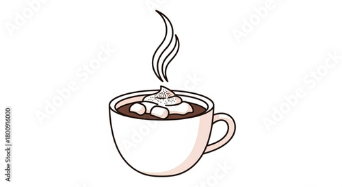 Hot chocolate with marshmallows vector art illustration for winter holiday season and cozy drink designs