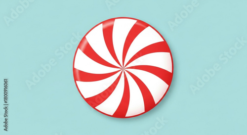 Red and white peppermint candy swirl illustration for christmas holiday treat and sweet dessert design