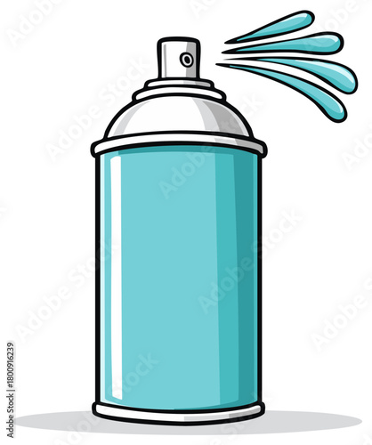 Turquoise Blue Spray Can Dispensing Liquid or Gas Aerosol Stream Illustration