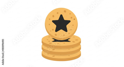 Delicious stack of star cookies vector illustration for bakery shop and sweet treat designs and holiday baking projects