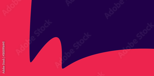 Abstract Curved Dip Vector Illustration Background. Abstract composition featuring a dramatic, deep curved dip or U-shape at the bottom center, dividing the pink-red and deep purple.