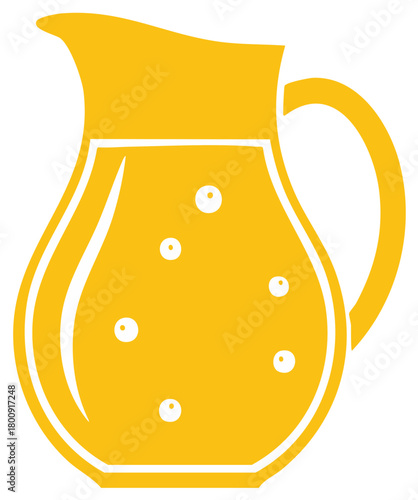 Yellow Pitcher Icon with Bubbles Inside Represents a Refreshing Beverage