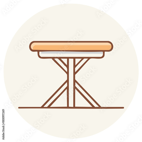 Illustrated gym equipment on a circular background