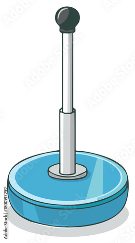 Cartoon Image of Blue Paper Towel Holder with Gray Pole and Knob on Top - Kitchen Accessory