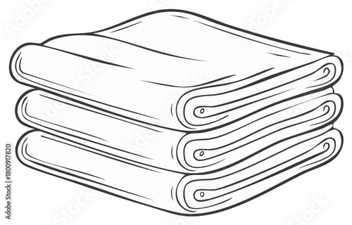 Hand drawn illustration of a stack of neatly folded towels or linens