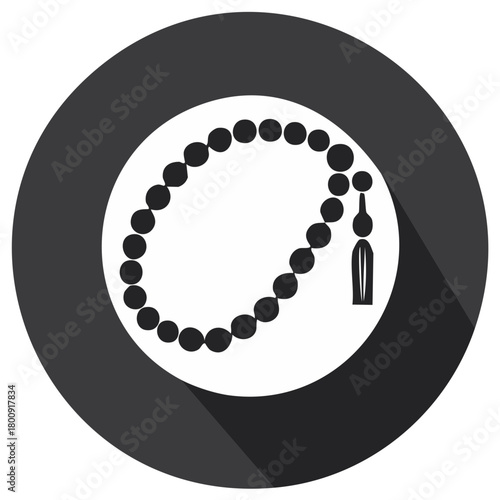 Islamic Prayer Beads Icon Simple Black and White Graphic