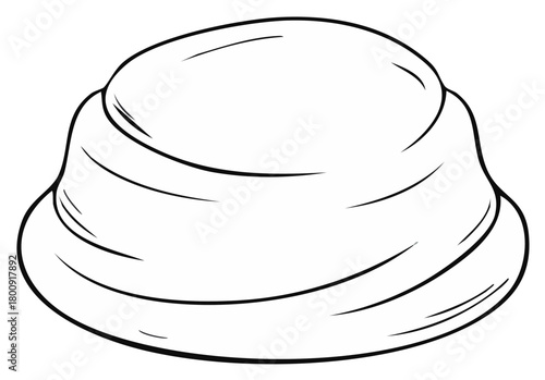 Hand drawn vector illustration of cloche hat outline design for coloring book page or fashion design template