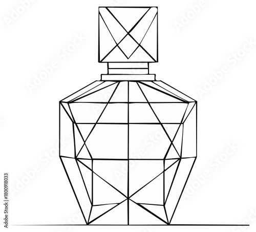 Elegant Geometric Glass Bottle Line Art Style Fragrance Luxury Aroma