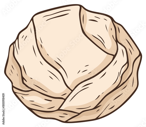Hand drawn vector illustration of a single traditional Georgian Khinkali dumpling