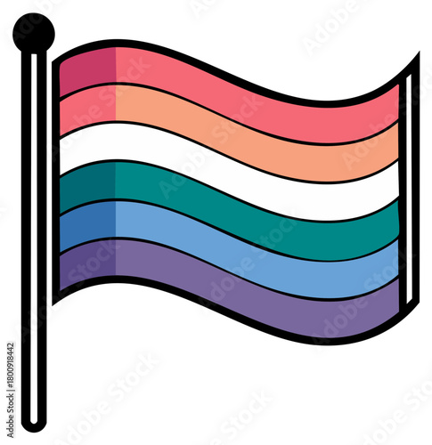 Colorful Striped Flag on a Pole Symbol of Diversity and Inclusion with Modern Design