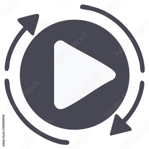 Play Button with Repeat Arrows for Streaming Media and Interactive Applications