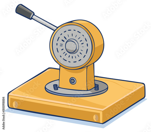 Hand Operated Rotary Dial Machine With Lever and Base
