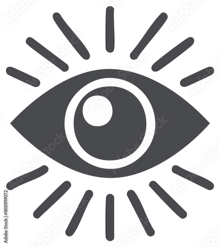 Eye Vision Illustration Icon Symbolizing Clarity Foresight and Perception with Radiating Lines