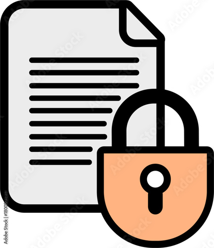 Digital file security with padlock. Data protection and privacy concept vector.