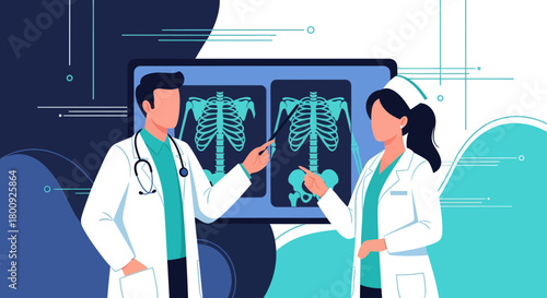 Medical Professionals Analyzing X-Rays: A Collaborative Examination in a Clinical Setting