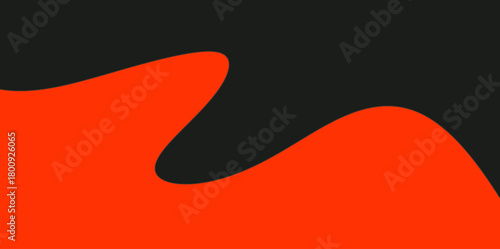 Red S-Curve Flow on Black Background Vector Illustration. A wavy red line creating a sense of movement on a dark matte background.