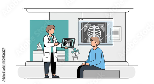 Medical Professional Explaining a X-Ray to a Patient in a Modern Healthcare Setting