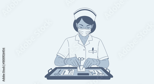 Medical Professional Preparing Surgical Instruments In Sterile Environment With Precision