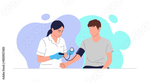 Medical Professional Checking the Blood Pressure of a Patient in Medical Setting