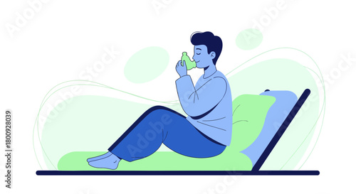 Relaxing Person Meditates While Enjoying Natural Aromatherapy with Essential Oils