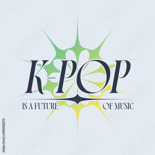 Black K-pop is a Future of Music Typography Art with Divider and Green and Yellow Gradient of Cicling Sigil, Cybersigilism Flat Style Banner