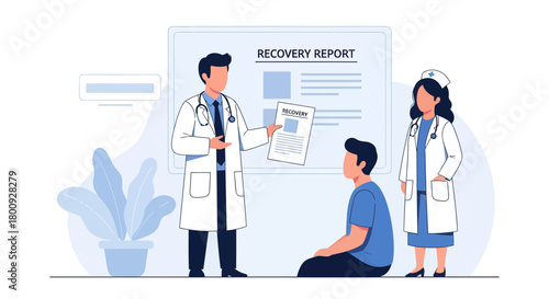 Medical Professionals Presenting Recovery Report to Patient After a Successful Treatment