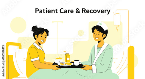 Nurses Delivering Nutritious Meal To a Patient During Recovery and Hospital Care