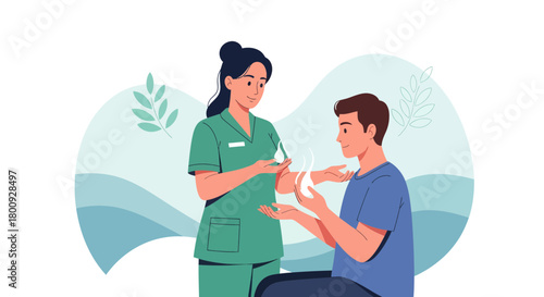 Medical Professional Providing Hand Sanitizer Treatment To A Patient For Hygiene Purposes