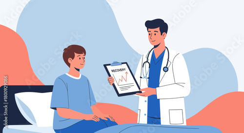 Medical Professional Showing a Patient a Report Demonstrating A Positive Upward Trend