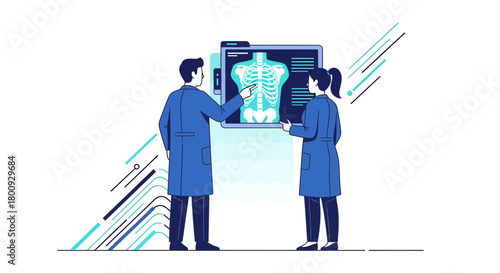 Medical Professionals Analyzing Radiograph For Diagnostic Insights and Treatment Planning