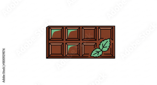 Delicious mint chocolate bar vector illustration for sweet dessert and confectionery product design and promotion