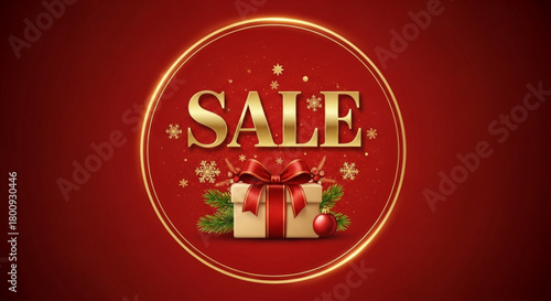 Holiday sale christmas sale new year sale promotional banner with gift box and christmas decoration elements