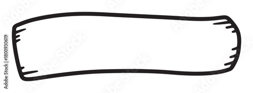 A simple hand-drawn rectangular frame with a thick black outline, designed in a doodle style with wavy edges, resembling an old scroll or banner isolated on a white background