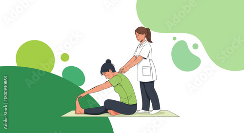 Physical Therapist Assisting Patient in Performing Exercise for Pain Relief and Alignment
