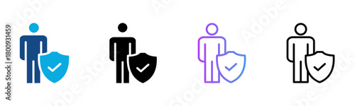 Self Protecting Icon Multiple Style Vector Illustration
